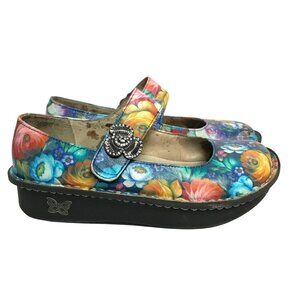 Alegria Paloma Leather Floral Print Mary Jane Shoes Womens 6-6.5/36